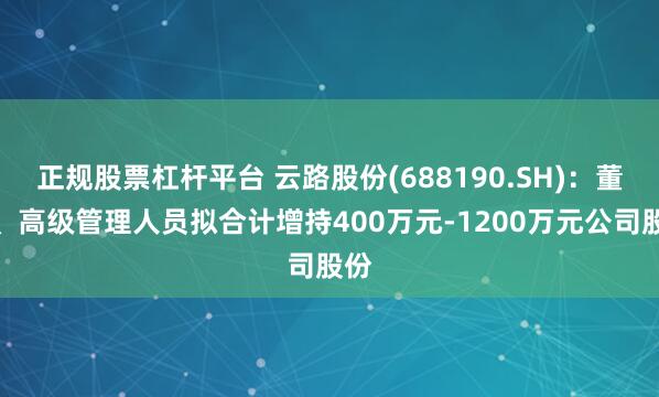 正规股票杠杆平台 云路股份(688190.SH)：董事、高级管理人员拟合计增持400万元-1200万元公司股份